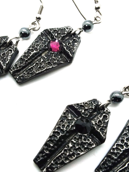 (Wholesale) Goth Earrings - Coffin Earrings