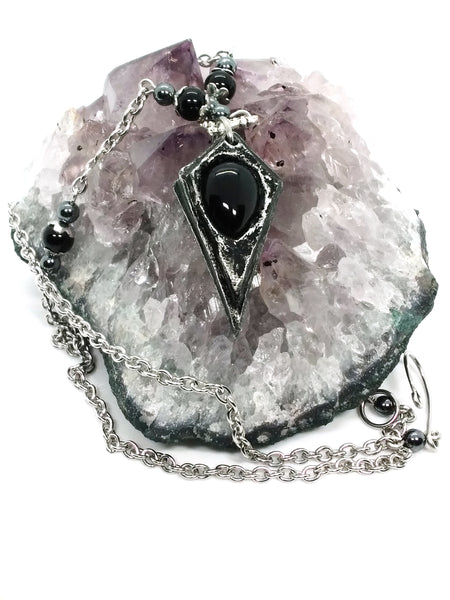 Goth Necklace - Pendulum with Stone Options