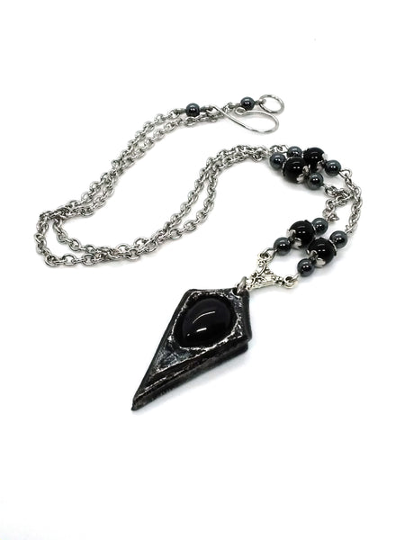 Goth Necklace - Pendulum with Stone Options