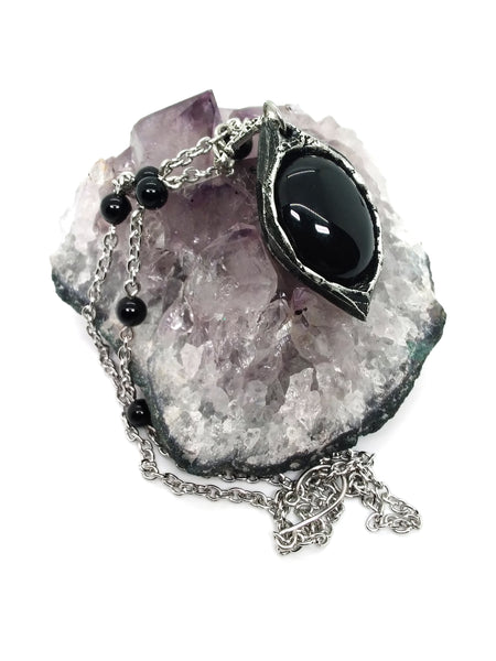 (Wholesale) Goth Necklace - Pointed Oval with Setting Options