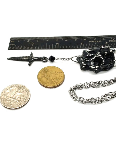 (Wholesale) Goth Necklace - Skull and Dagger