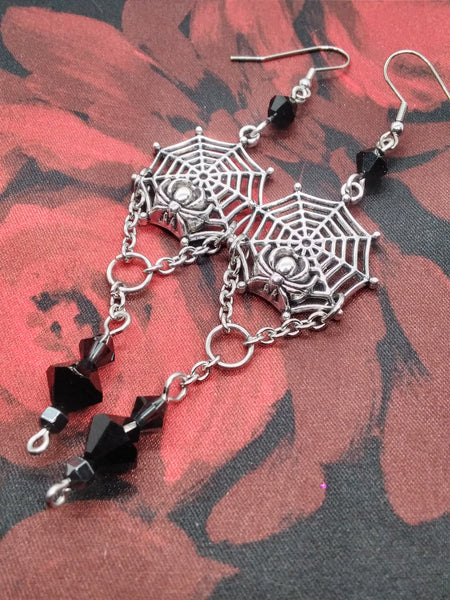 (Wholesale) Goth Earrings - Spider Web