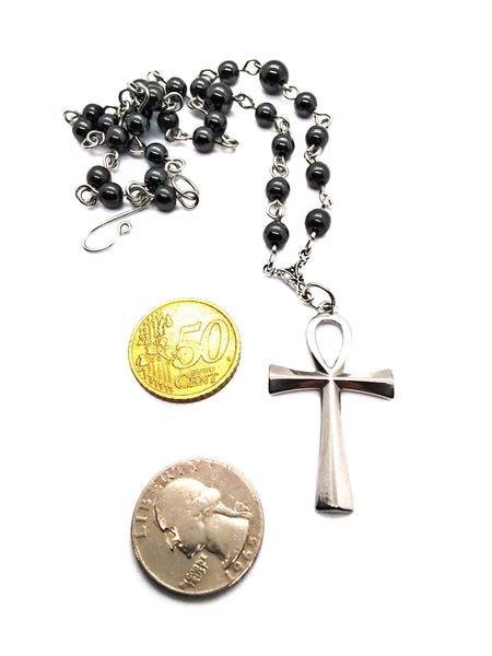 (Wholesale) Goth Necklace - Steel Ankh