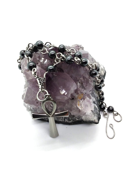 Goth Necklace - Steel Ankh