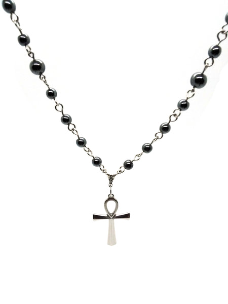Goth Necklace - Steel Ankh