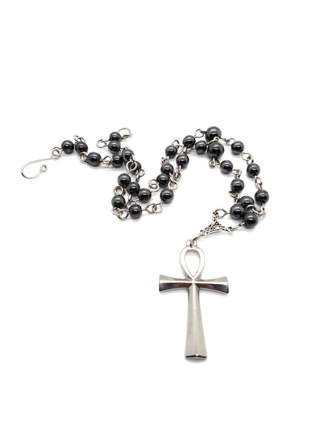 (Wholesale) Goth Necklace - Steel Ankh