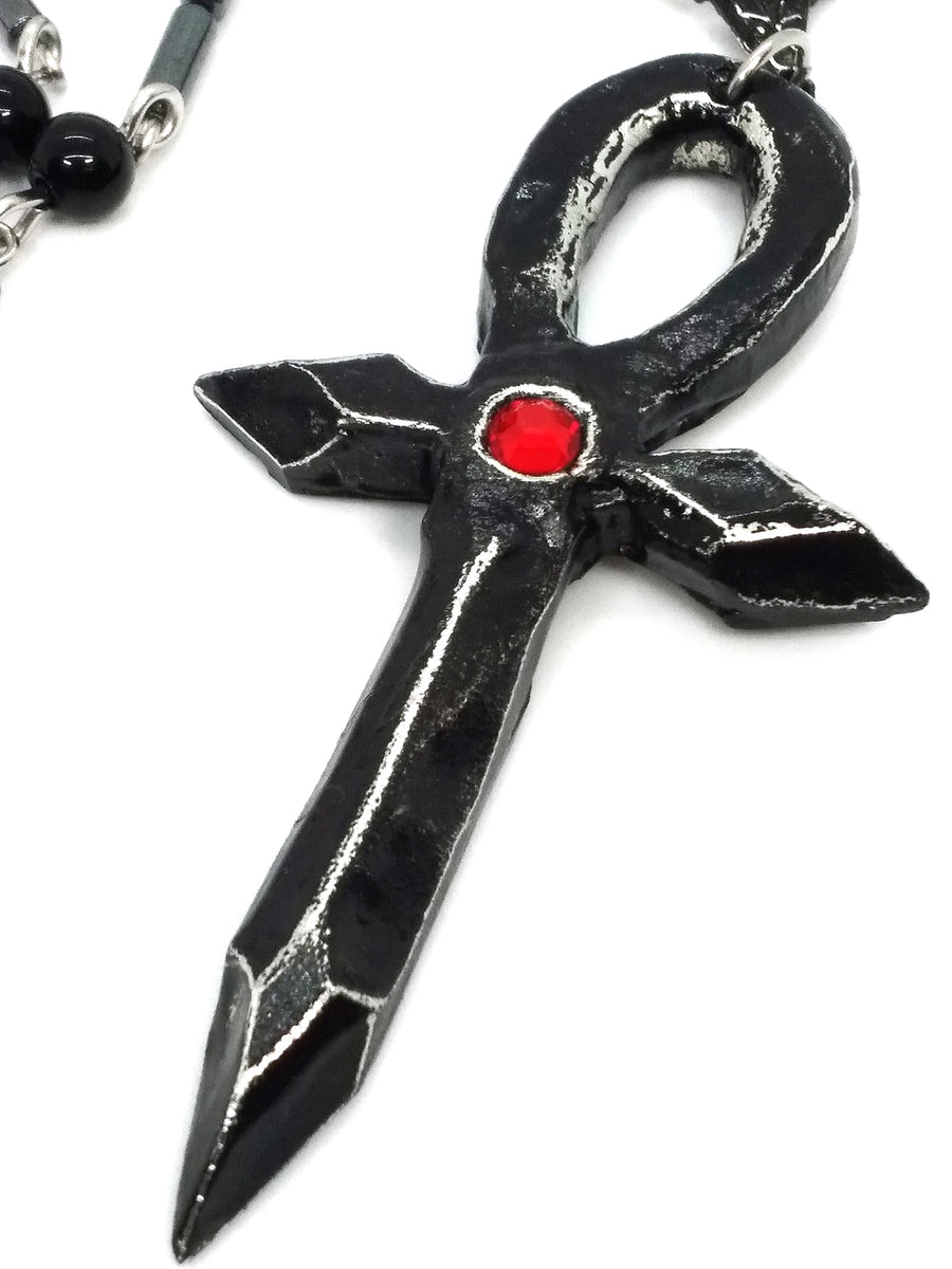 Cross Goth Choker Necklace, Gothic Choker with Large Cross Pendant, Cross Amulet Gothic Jewelry, Large Cross Pendant Goth Jewelry