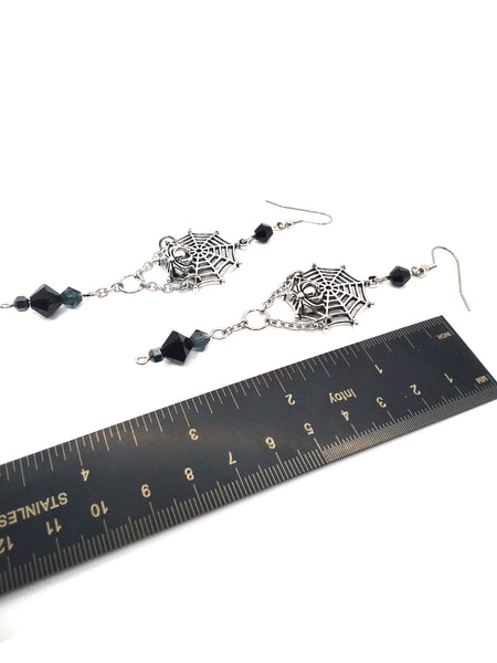 (Wholesale) Goth Earrings - Spider Web