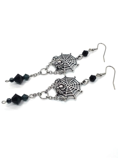 (Wholesale) Goth Earrings - Spider Web