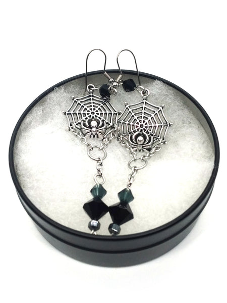 (Wholesale) Goth Earrings - Spider Web
