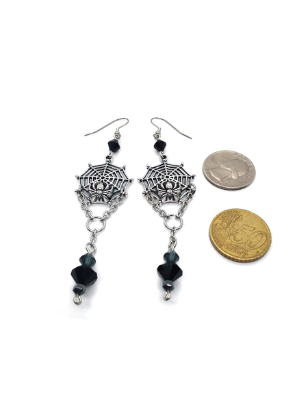 (Wholesale) Goth Earrings - Spider Web