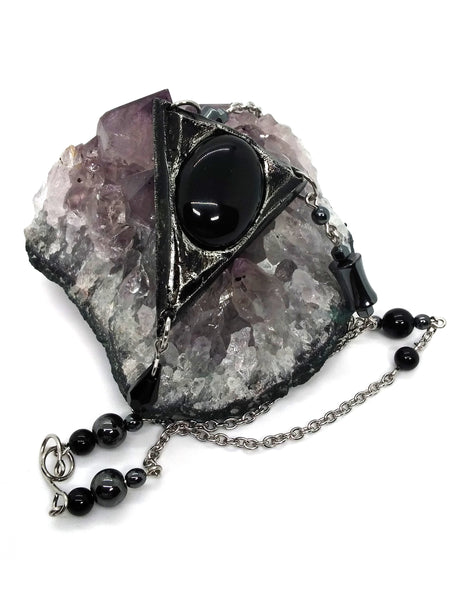 (Wholesale) Goth Necklace - Triad - Onyx