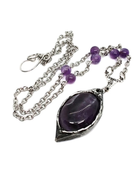 (Wholesale) Goth Necklace - Pointed Oval Setting with Stone Options