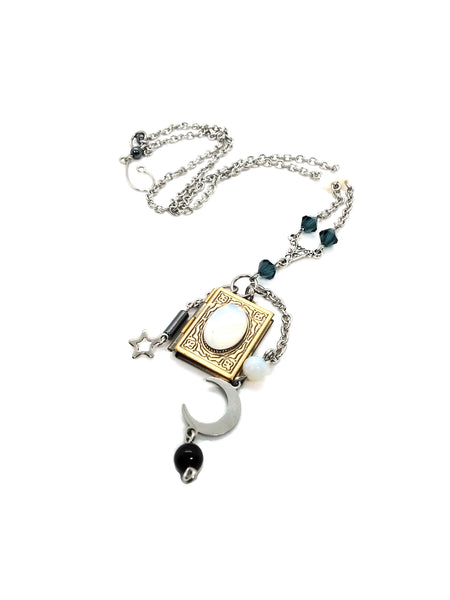 (Wholesale) Charm Necklace - Celestial Spellbook Locket