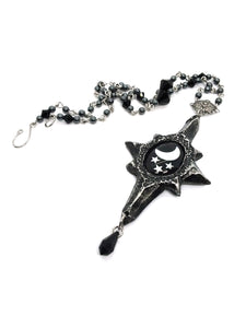 Goth Necklace - Celestial Moon and Stars Pendant