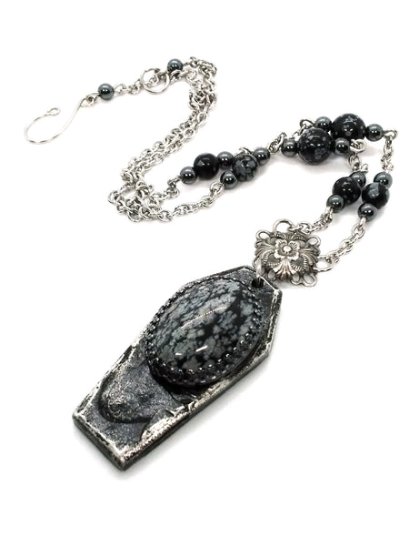 (Wholesale) Goth Necklace - Coffin Pendant with Setting Options