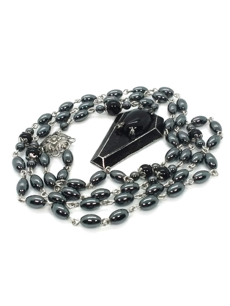 (Wholesale) Goth Rosary - Coffin with Stone