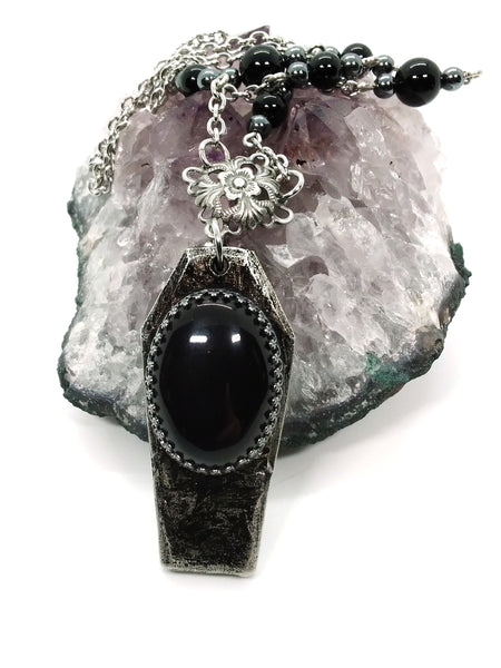 Goth Necklace - Coffin Pendant with Setting Options