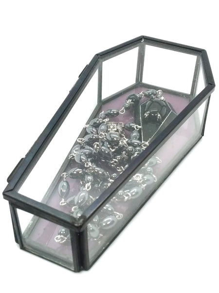 (Wholesale) Goth Rosary - Coffin with Stone