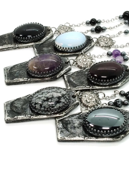 (Wholesale) Goth Necklace - Coffin Pendant with Setting Options