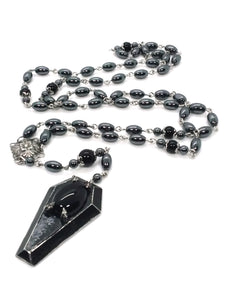 (Wholesale) Goth Rosary - Coffin with Stone