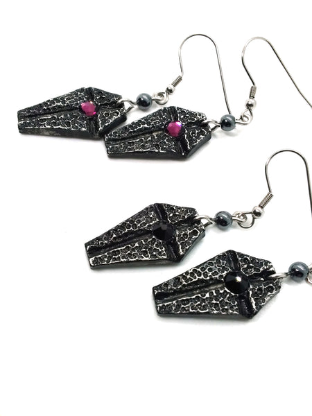 (Wholesale) Goth Earrings - Coffin Earrings