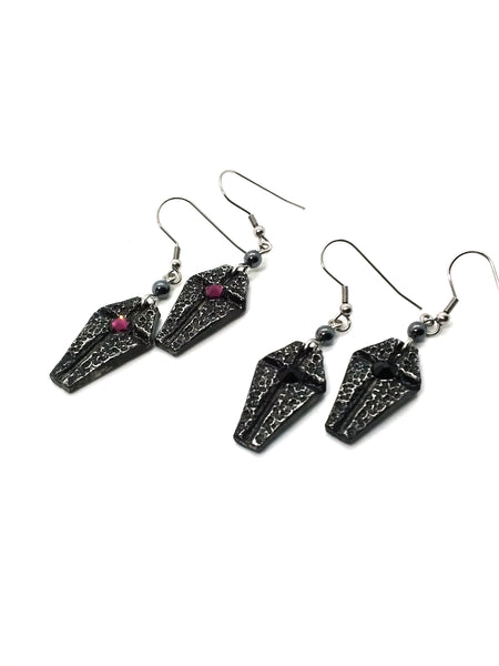 (Wholesale) Goth Earrings - Coffin Earrings