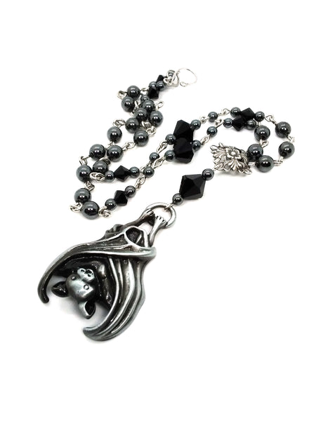 Goth Necklace - Hanging Bat Necklace