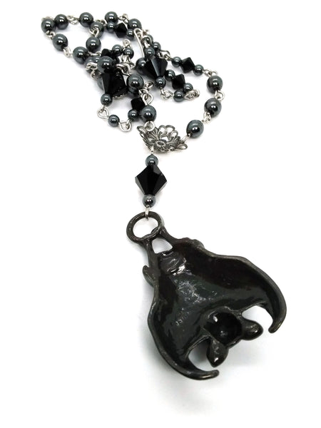 Goth Necklace - Hanging Bat Necklace
