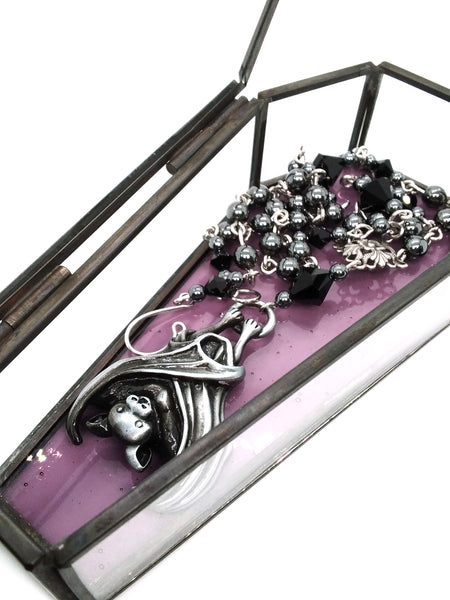 (Wholesale) Goth Necklace - Hanging Bat Necklace