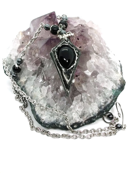 (Wholesale) Goth Necklace - Pendulum with Stone Options