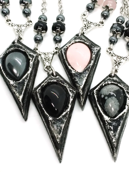 Goth Necklace - Pendulum with Stone Options