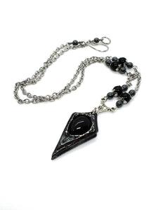 (Wholesale) Goth Necklace - Pendulum with Stone Options