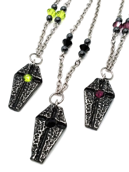 (Wholesale) Goth Necklace - Small Coffin Necklace