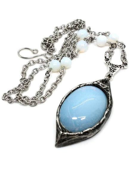 Goth Necklace - Pointed Oval Setting with Stone Options
