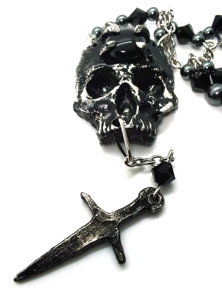 (Wholesale) Goth Necklace - Skull and Dagger