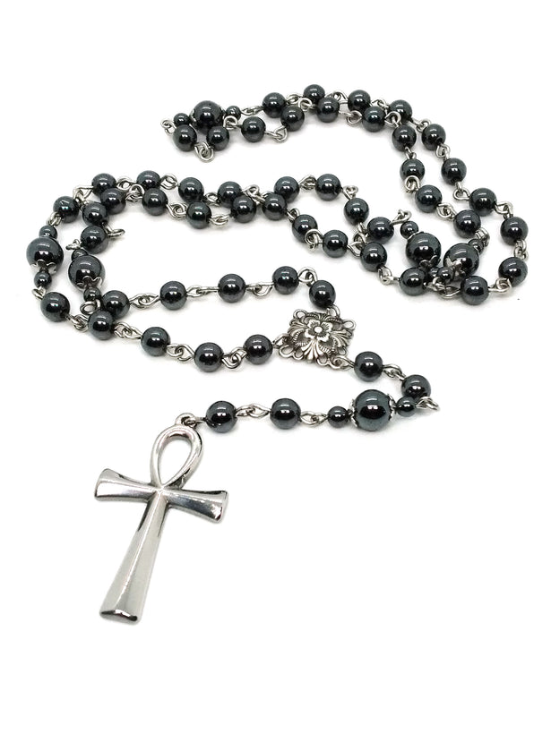 Peacock Aurora Borealis Black Glass Witchy Gothic Long Rosary Necklace –  Darkmoon Fayre