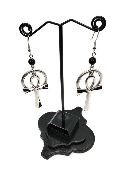 Goth Earrings - Ankh and Ring