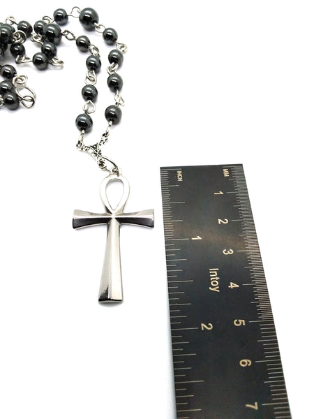 (Wholesale) Goth Necklace - Steel Ankh