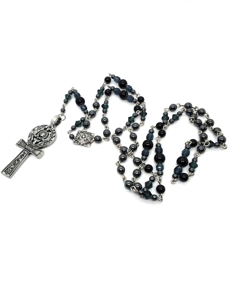 Goth Rosary - Goth Jewelry - Dusk Ankh – JunkyardBat