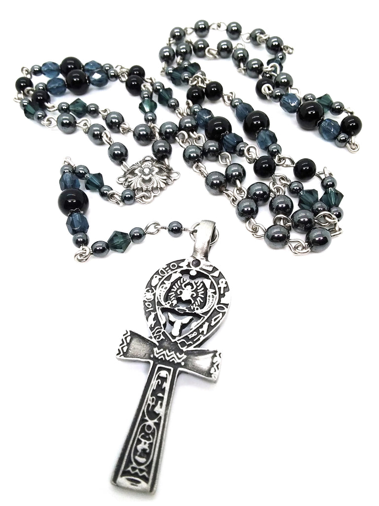 Goth Rosary - Goth Jewelry - Dusk Ankh – JunkyardBat