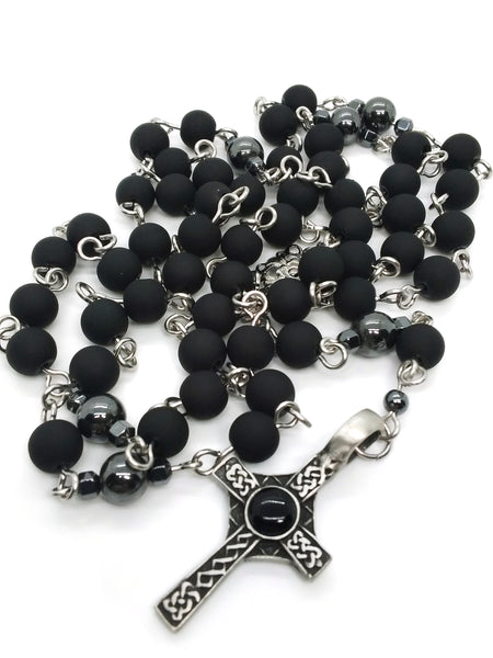Goth Rosary - Mourning Cross
