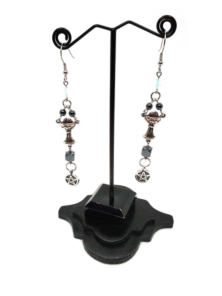 Goth Earrings - Chalice and Pentacle