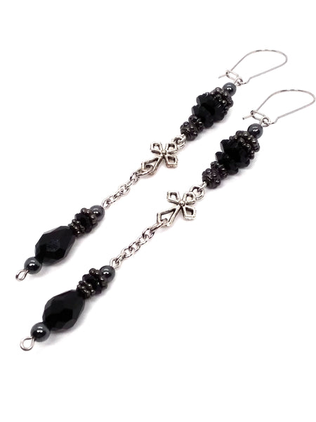 (Wholesale) Goth Earrings - Cross Pendulum