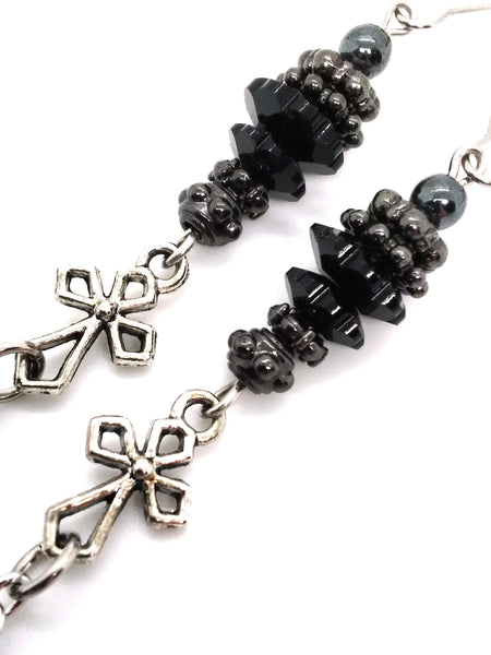Goth Earrings - Cross Pendulum