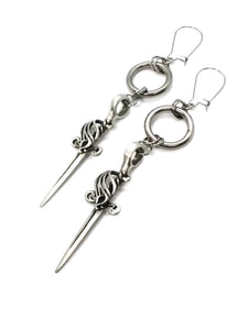 Goth Earrings - Dagger and Ring