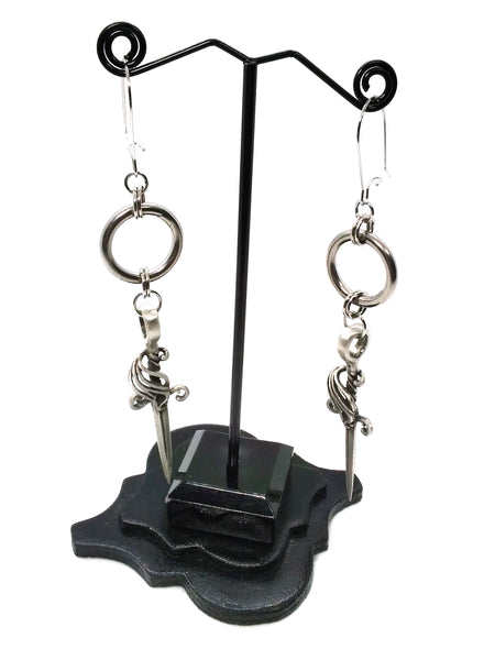 Goth Earrings - Dagger and Ring
