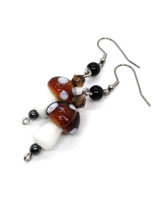 (Wholesale) Mushroom Earrings - Onyx