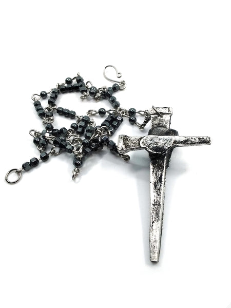 (Wholesale) Goth Necklace - Nail Cross