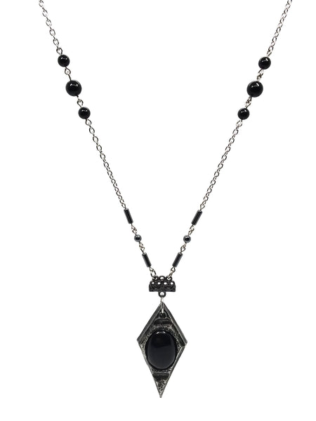 (Wholesale) Goth Necklace - Obelisk - Onyx
